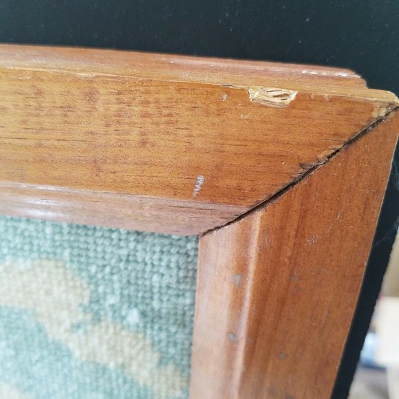 Vtg NEEDLEPOINT Tapestry- Cottage and Water Mill - Picture 6 of 10